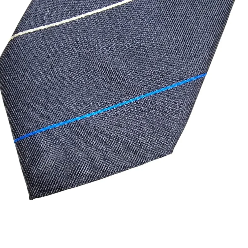 BOSS Hugo Boss Silk Tie Navy Blue Diagonal Stripe Made in Italy Mens Classic